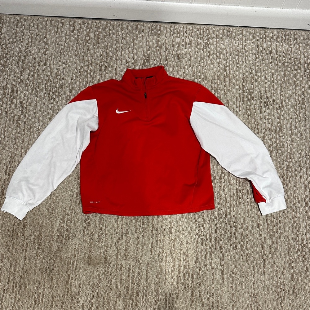 Nike Red and White Half-Zip Jacket (312)